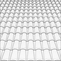 Tile Roof Vector. Illustration Isolated On White Background. A Vector Illustration Of Roof Tile Background. 