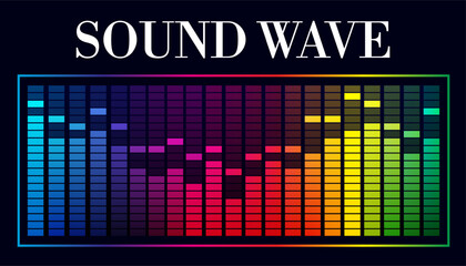 Rainbow music equalizer on black background Generative AI