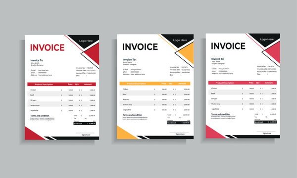 Invoice minimal design template. Bill form business invoice 