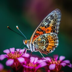 butterfly on flower, closeup, nature