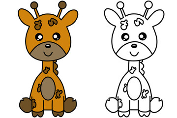 Giraffe line art for coloring page 