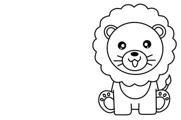 Lion line art vector for coloring book.