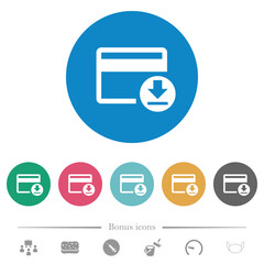 Money withdrawal with credit card flat round icons