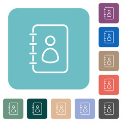 Spiral contact book outline rounded square flat icons