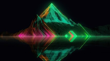 A mountain is reflected in the water at night created with Generative AI technology
