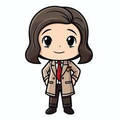 Mascot of cute cool secretary girl business formal suit. Cartoon flat character vector illustration