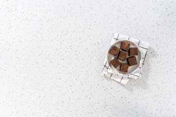 Fototapeta na wymiar Homemade chocolate peanut butter fudge