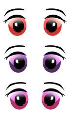 Vector eyes set isolated on the white background. Collection of multicolor cartoon eyes.