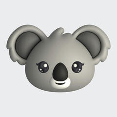 3D Render Happy Cute Koala Head (Vector)