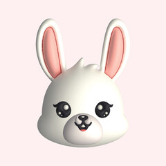 3D Render Happy Cute Rabbit Head (Vector)