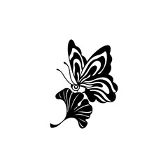 vector illustration of a butterfly clinging to a flower
