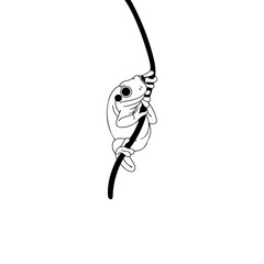vector illustration of a frog clinging to a tree trunk