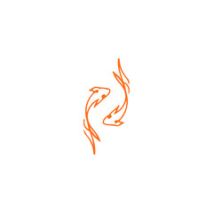 vector illustration of two fish line concept