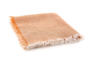 New folded fabric napkin on white background