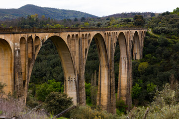 Fototapeta na wymiar Arches of Guadeloupe viaduct in a Guadalupe. Caceres. Spain