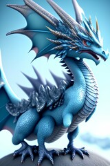 Fototapeta premium cute bird dragon doll , ultra detailed , glacier background , extremely realistic - generative ai 