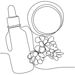 Skin care concept. Landing page template. Morning routine. Bath time. Organic products for scrubbing and body skin care with natural herbal skin care products, top view. Vector illustration