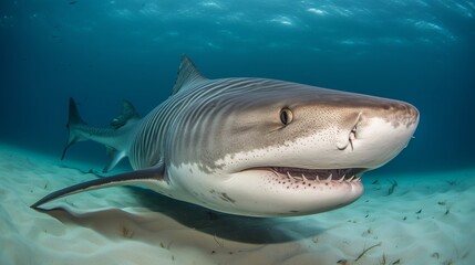 Obraz premium Intimate Encounter with a Tiger Shark