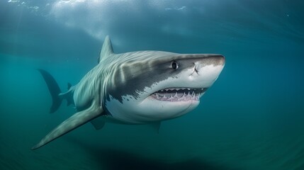 Fototapeta premium Majestic Tiger Shark: Graceful Power on Display
