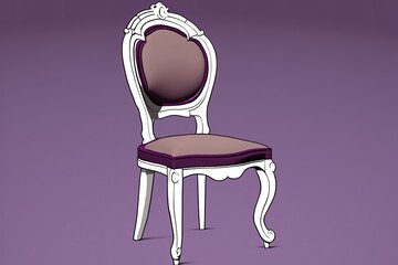 white chair with a purple seat against a purple background. Generative AI