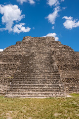 Fototapeta na wymiar Ancient mayan ruins of Chacchoben in the jungle near the cruise terminal at Costa Maya.