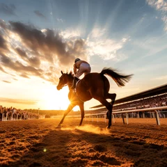 Poster riding horse on sunset, ai © Fatih Nizam