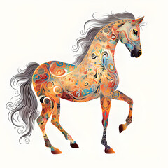 Patterned horse illustration created with AI generative tools