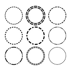 Circles dotted line. Drawing style. Round shape. Paper cut style. Vector illustration.