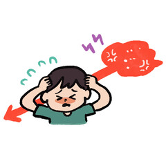 言われたことを気にする男性のイラスト