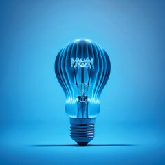 Light bulb on blue background , ai
