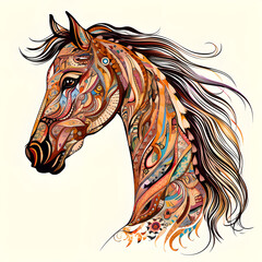 Patterned horse face illustration made with ai generative tools