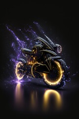 Fototapeta na wymiar futuristic motorcycle with neon light, ai