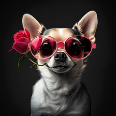 chihuahua dog wearing sunglasses, ai