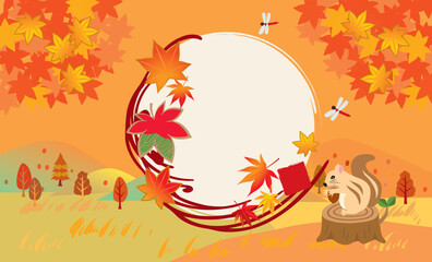 秋の美しい紅葉の背景イラスト