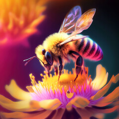 Fototapeta na wymiar a beautiful digital art piece featuring a bee , ai