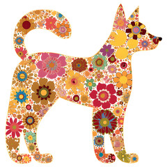 Dog filled with flowers illustration made with Ai generative tools