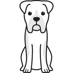 Fototapeta premium Bull Boxer Dog Breed Cartoon Kawaii Sketch Hand Drawn Watercolor Painting Silhouette Sticker Illustration Sublimation EPS Vector Graphic