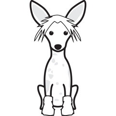 Chinese Crested Dog Breed Cartoon Kawaii Sketch Hand Drawn Watercolor Painting Silhouette Sticker Illustration Sublimation EPS Vector Graphic