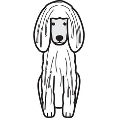 Corded Poodle Dog Breed Cartoon Kawaii Sketch Hand Drawn Watercolor Painting Silhouette Sticker Illustration Sublimation EPS Vector Graphic