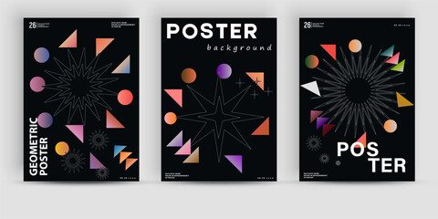 Abstract art geometric posters design layout with editable text and graphics. Contemporary geometric composition artwork. Bold form graphic design, suitable for web art, invitation cards, posters.