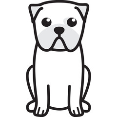 Pug Dog Breed Cartoon Kawaii Sketch Hand Drawn Watercolor Painting Silhouette Sticker Illustration Sublimation EPS Vector Graphic