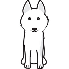 Russian European Laika Dog Breed Cartoon Kawaii Sketch Hand Drawn Watercolor Painting Silhouette Sticker Illustration Sublimation EPS Vector Graphic