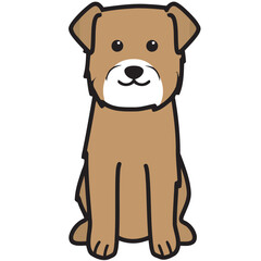 Fototapeta premium Border Terrier Dog Breed Cartoon Kawaii Sketch Hand Drawn Watercolor Painting Silhouette Sticker Illustration Sublimation EPS Vector Graphic