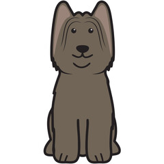 Briard Dog Breed Cartoon Kawaii Sketch Hand Drawn Watercolor Painting Silhouette Sticker Illustration Sublimation EPS Vector Graphic