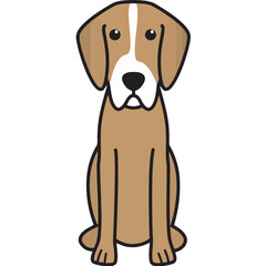 English Foxhound Dog Breed Cartoon Kawaii Sketch Hand Drawn Watercolor Painting Silhouette Sticker Illustration Sublimation EPS Vector Graphic