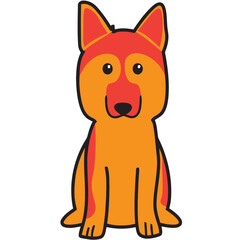 German Shepherd Dog Breed Cartoon Kawaii Sketch Hand Drawn Watercolor Painting Silhouette Sticker Illustration Sublimation EPS Vector Graphic