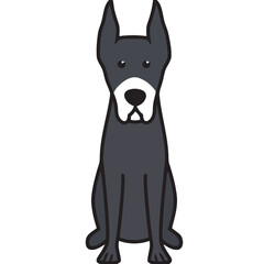 Great Dane Dog Breed Cartoon Kawaii Sketch Hand Drawn Watercolor Painting Silhouette Sticker Illustration Sublimation EPS Vector Graphic