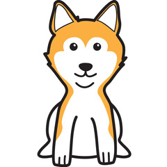 Shiba Inu Dog Breed Cartoon Kawaii Sketch Hand Drawn Watercolor Painting Silhouette Sticker Illustration Sublimation EPS Vector Graphic