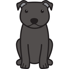 Staffordshire Bull Terrier Dog Breed Cartoon Kawaii Sketch Hand Drawn Watercolor Painting Silhouette Sticker Illustration Sublimation EPS Vector Graphic