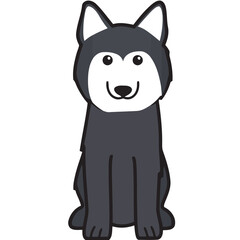 Siberian Husky Dog Breed Cartoon Kawaii Sketch Hand Drawn Watercolor Painting Silhouette Sticker Illustration Sublimation EPS Vector Graphic